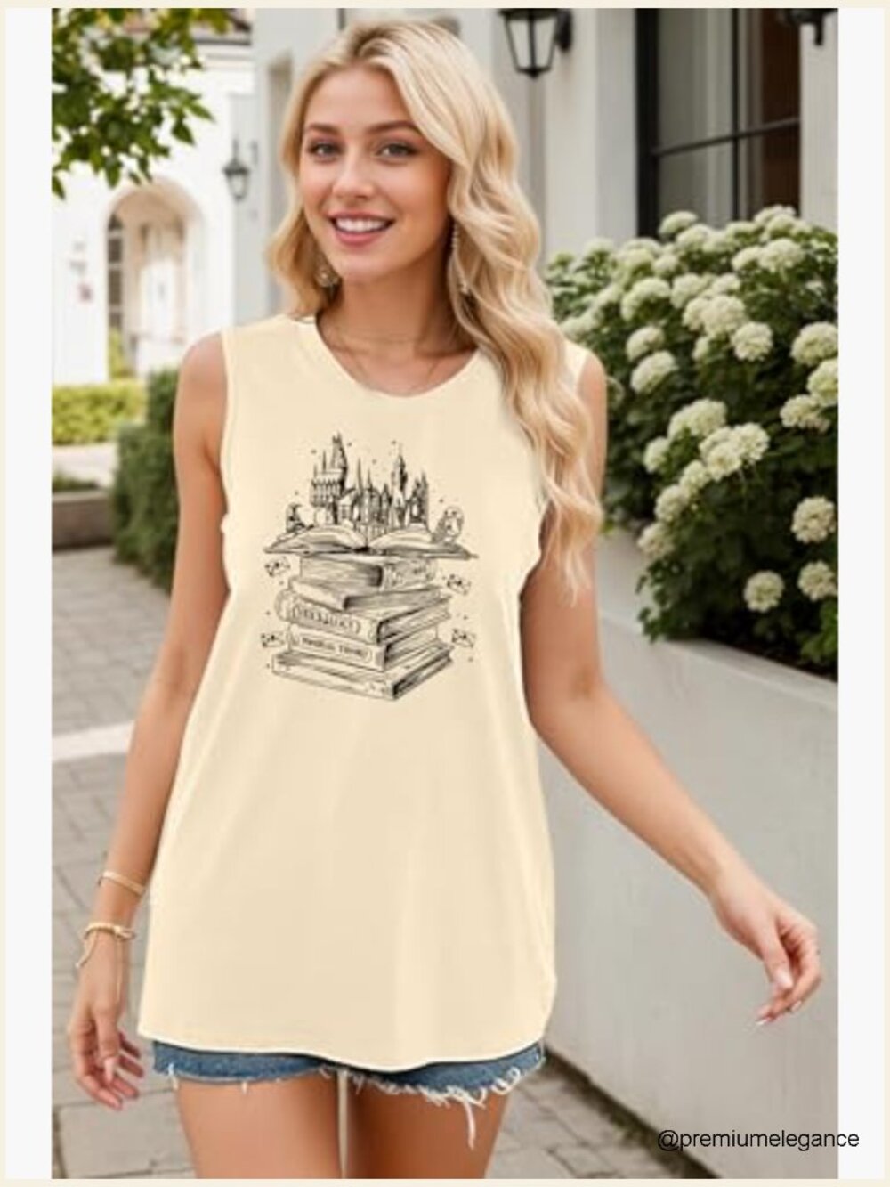 Flourish and Blotts Tank Top - Wizard Magical Costume Tee for Women - Picture 4 of 5